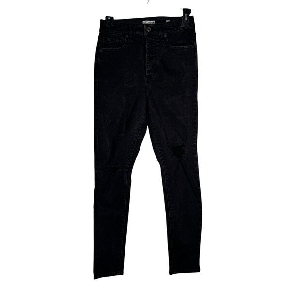 Sofia Black Distressed Skinny High Waisted Jeans Pants Rosa Curvy Ankle Size 4 - Picture 1 of 7